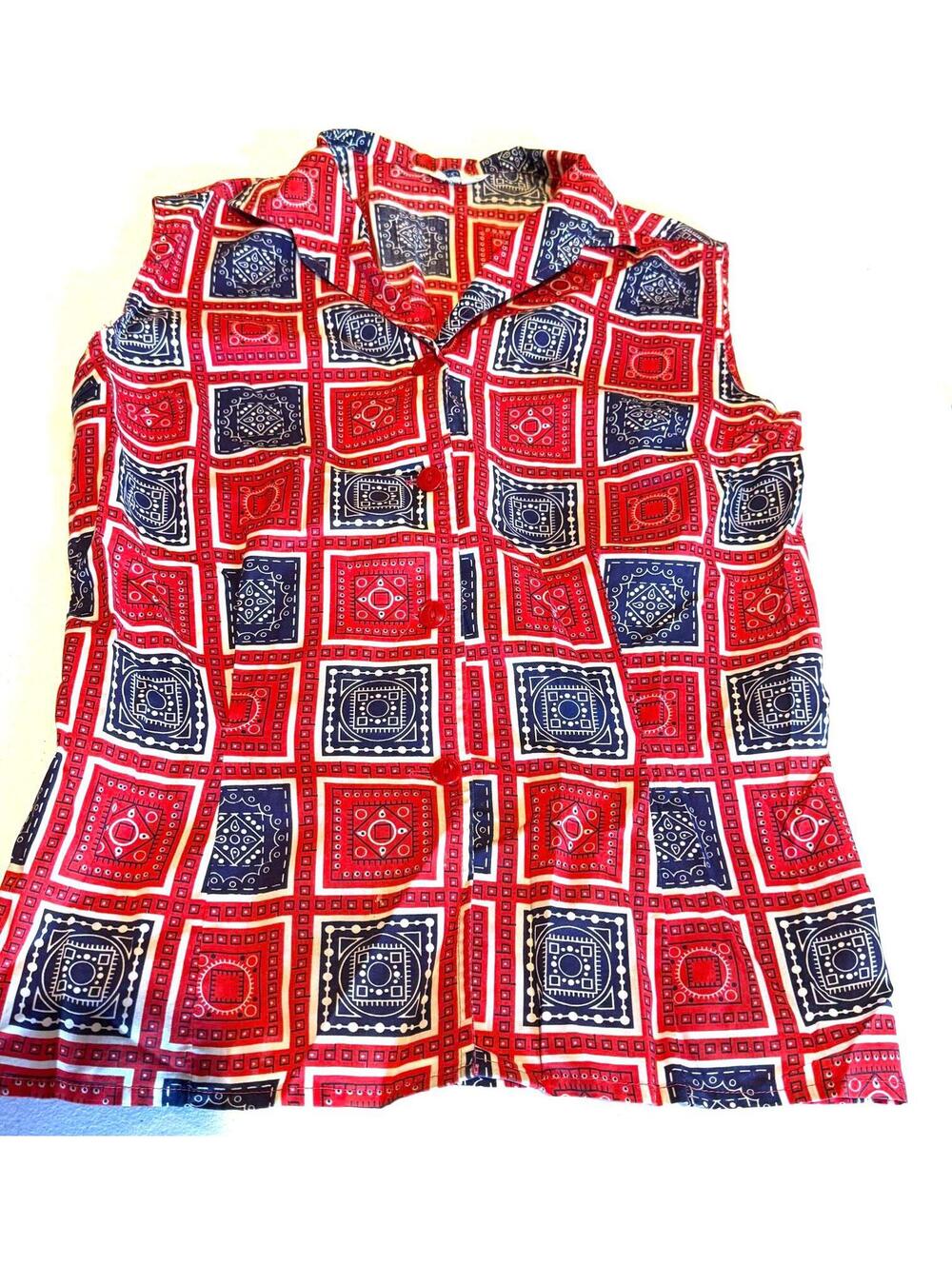 Vintage Sears Sleeveless Western Rodeo Bandana Button Up Blouse